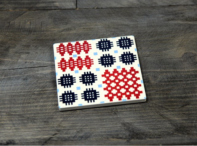 Welsh Tapestry Ceramic Coaster Blue/Red